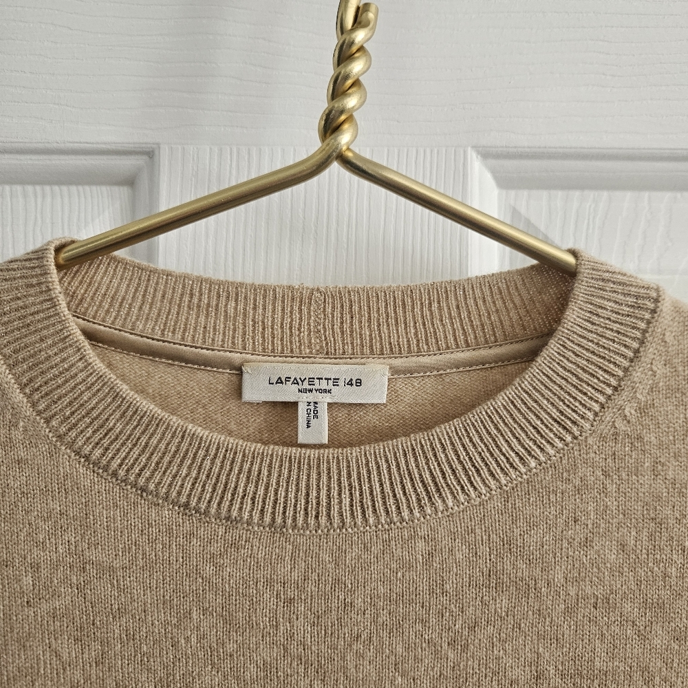NWOT Lafayette 148 New York Cashmere Crew Neck Short Sleeve Sweater - Picture 7 of 8